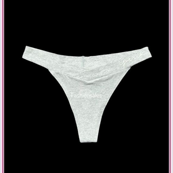 Victorias Secret Pink Set of 4 Soft Cotton Thong Panty Gray Yellow Green Xlarge - Picture 2 of 8